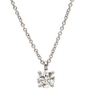 Tiffany Co Solitaire Necklace Diamond Platinum Silver One